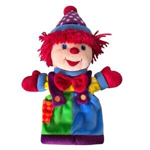 Vintage Gymboree Clown Puppet Primary Colors Toy Plush Stuffed Animal Classroom